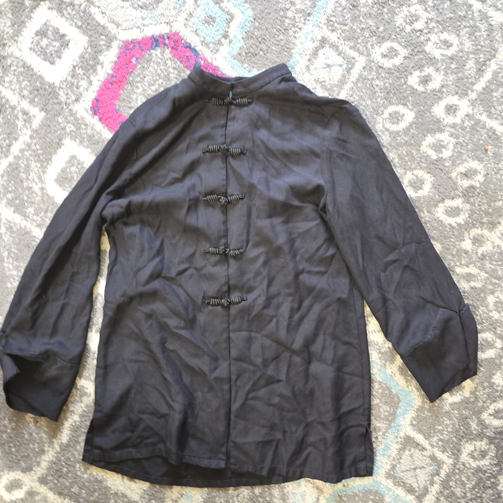 Lauren Ralph Lauren Black Kimono Style Womens Top Size Medium 100% Silk